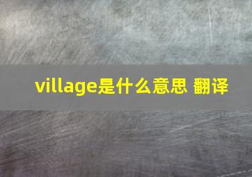 village是什么意思 翻译